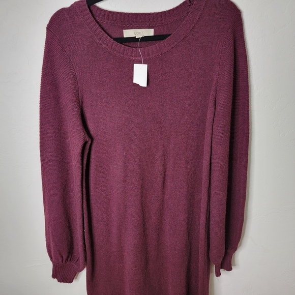 Loft Maroon XLT Sweater Blouse-Sleeve Knit Sweater Dress - Picture 5 of 8